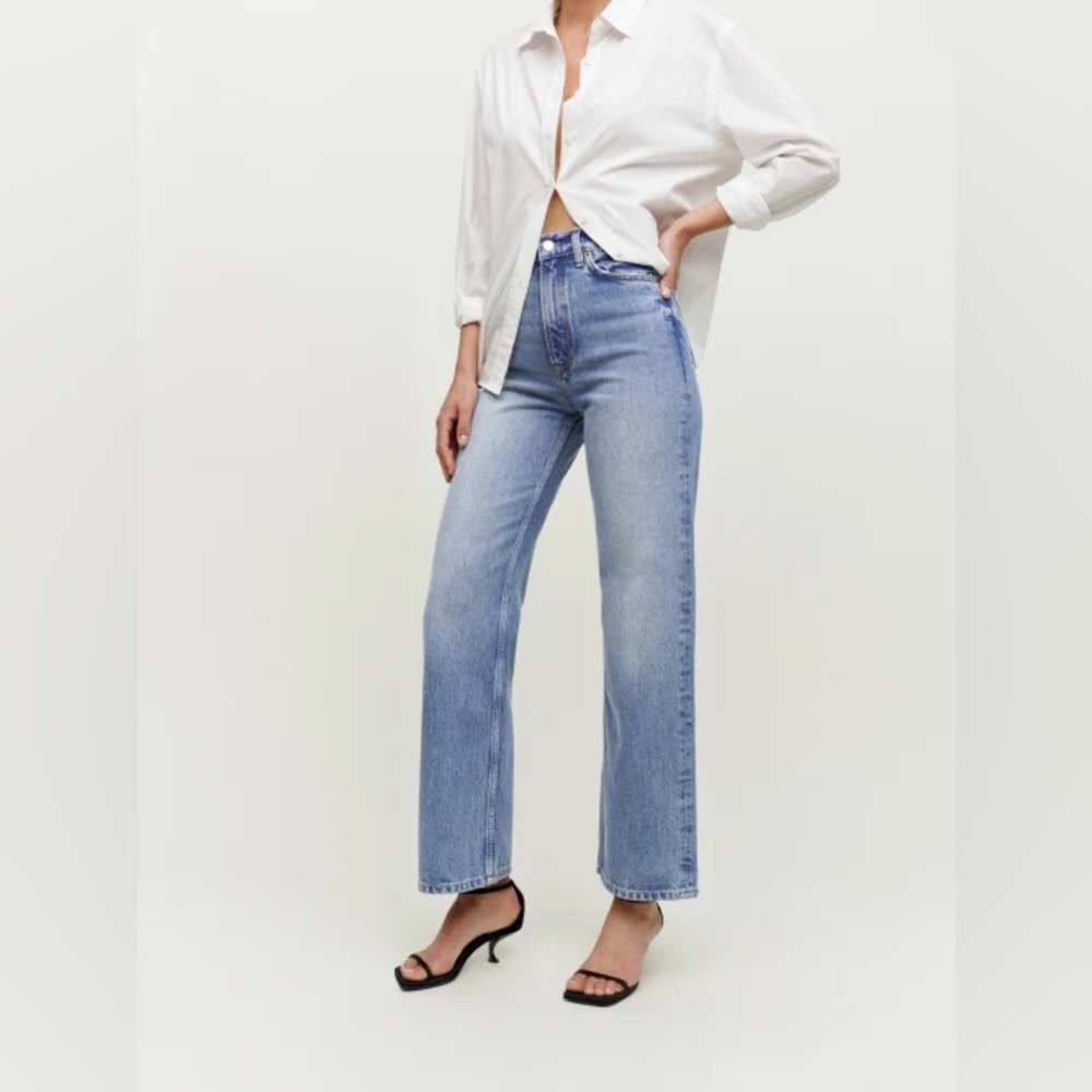 Reformation Wilder High Rise Wide Leg Cropped Jeans Dillon - Size 28